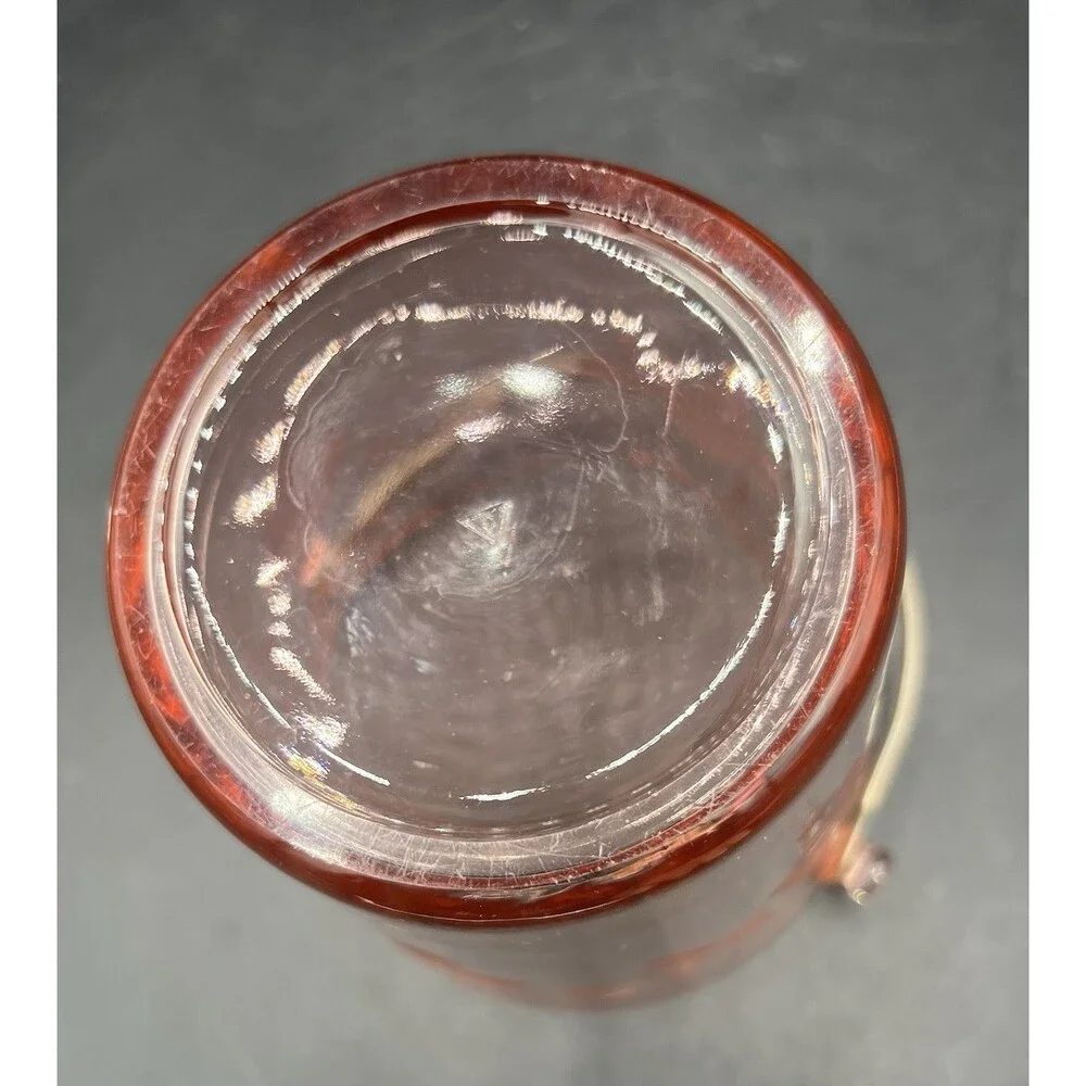 Vintage Cambridge Pink Depression Glass Ice Bucket Etched Floral Grapes Tongs